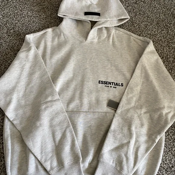 ESSENTIALS FEAR OG GOD LIGHT OATMEAL PULLOVER HOODIE - Picture 1 of 10